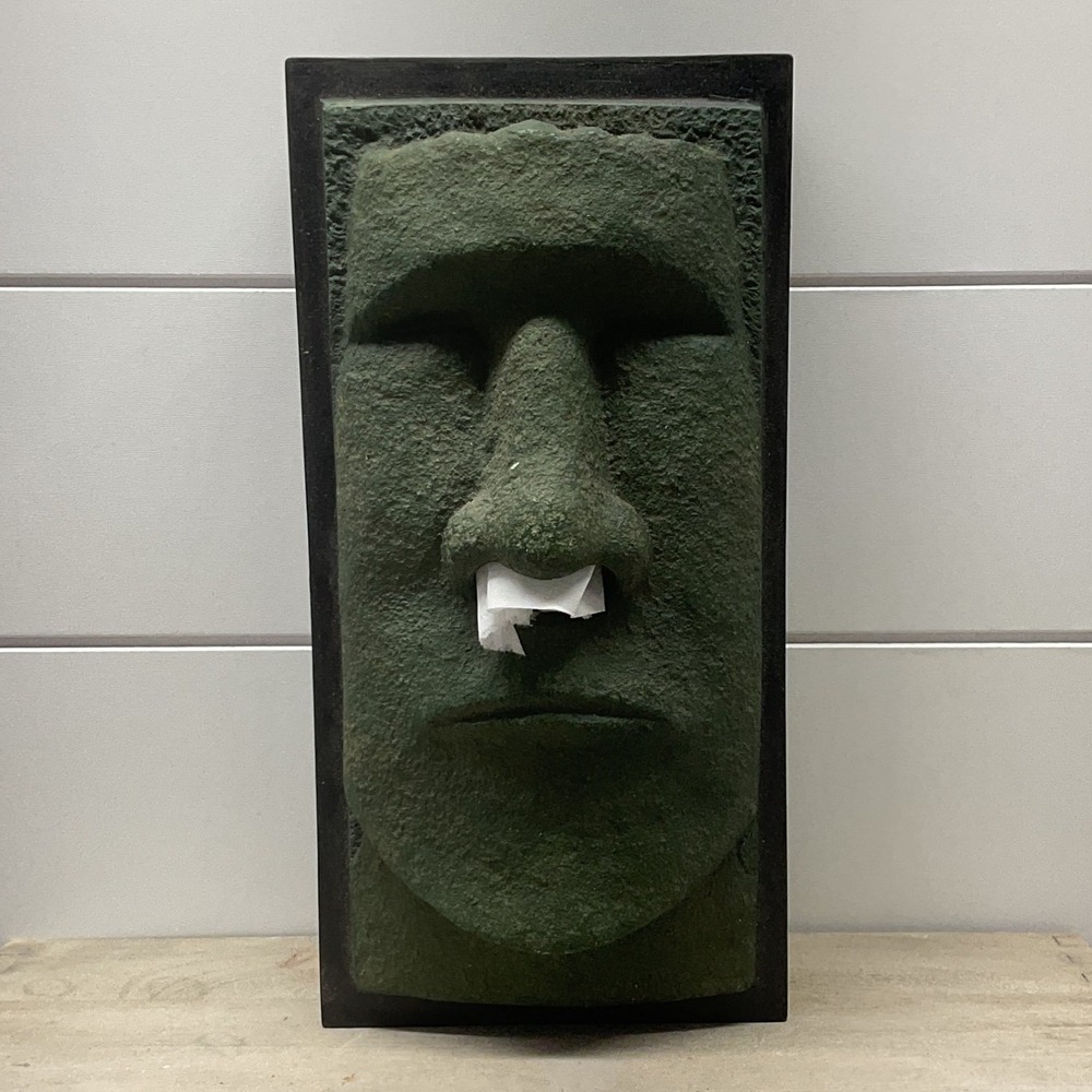 Rotary Hero Moai Easter Island Tissue Box Cover Green Stone Finish Tokyo Design